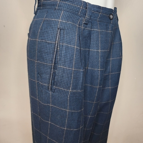 Vintage 80's IZOD Wool Blend Tartan Plaid Pleated & Cuffed Trouser Pants Size 10 - Picture 5 of 15
